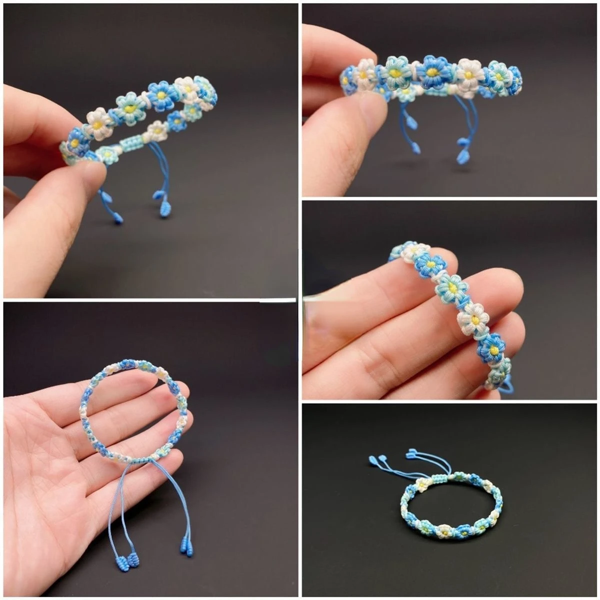 Fresh Gradient Color Daisy Bracelet for Women Handmade Braided Popular Internet Style Sweet Hand String