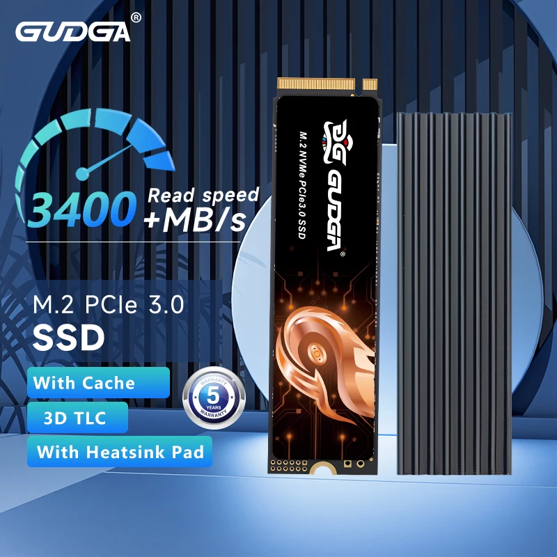 GUDGA NVMe PCIe 3.0 SSD 128GB 256GB 512GB 1TB M.2 2280 Internal Solid State Drive 3200MB/s Read Speed TLC For Desktop/Laptop