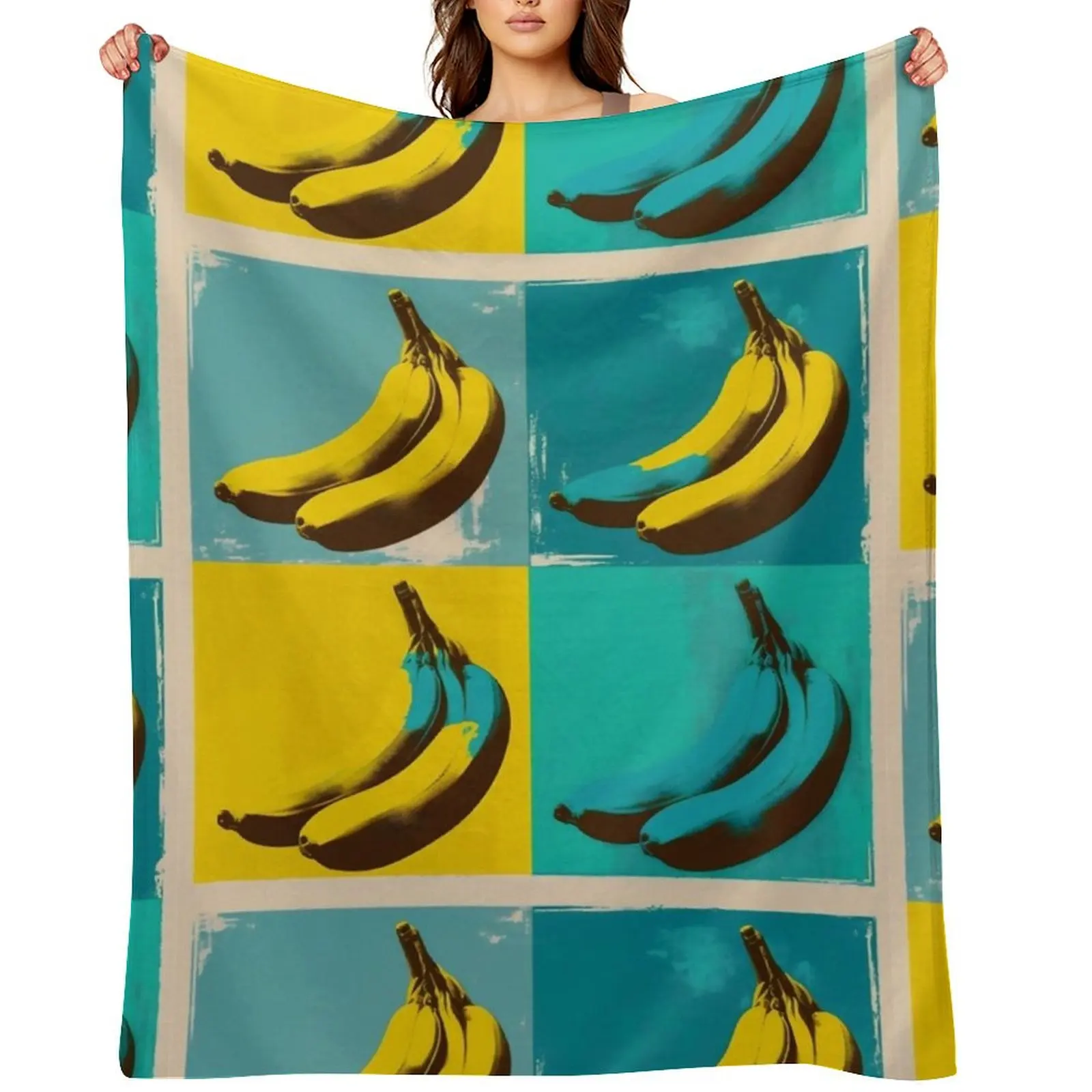

Pop Art screen print of bananas in the style of Andy Warhol Throw Blanket Luxury Throw anime Comforter Blankets For Bed Blankets