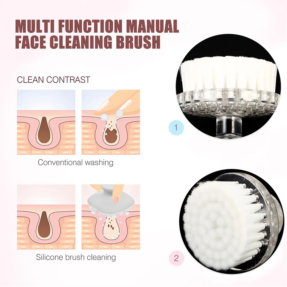 

2pcs Face Cleansing Brush Manual Facial Brush For Deep Cleaning Exfoliating Dead Skin Remover Portable Face Cleaning Tool Dust