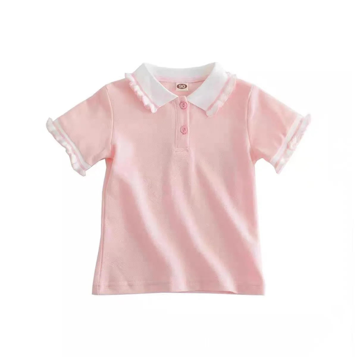 Girls Clothes Baby Summer Dress Short Sleeve Collar Casual Solid Color T-Shirt Top Girls Summer Dress New