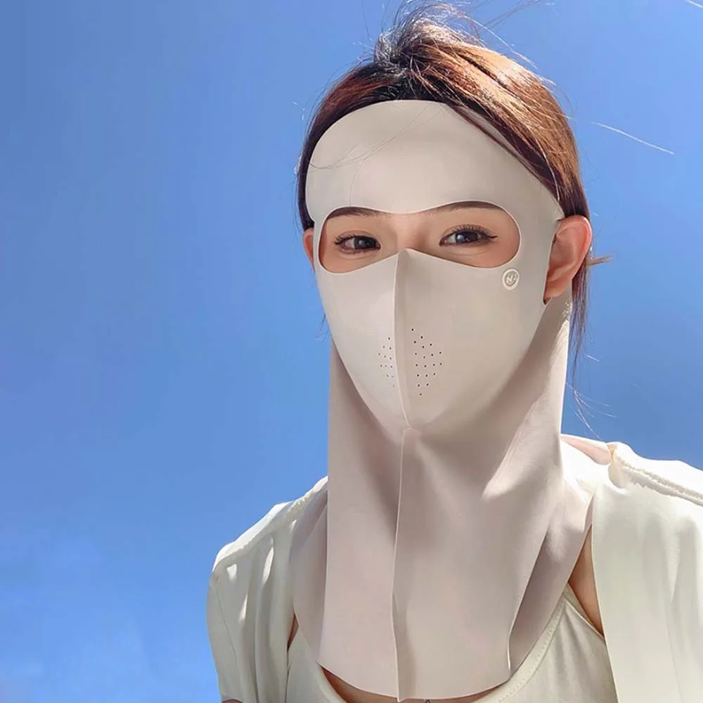 

Comfortable Traceless UPF50+ Sunscreen Mask Breathable Small Hole Ice Silk Face Clothing Windproof Cool UV Protection Mask Beach