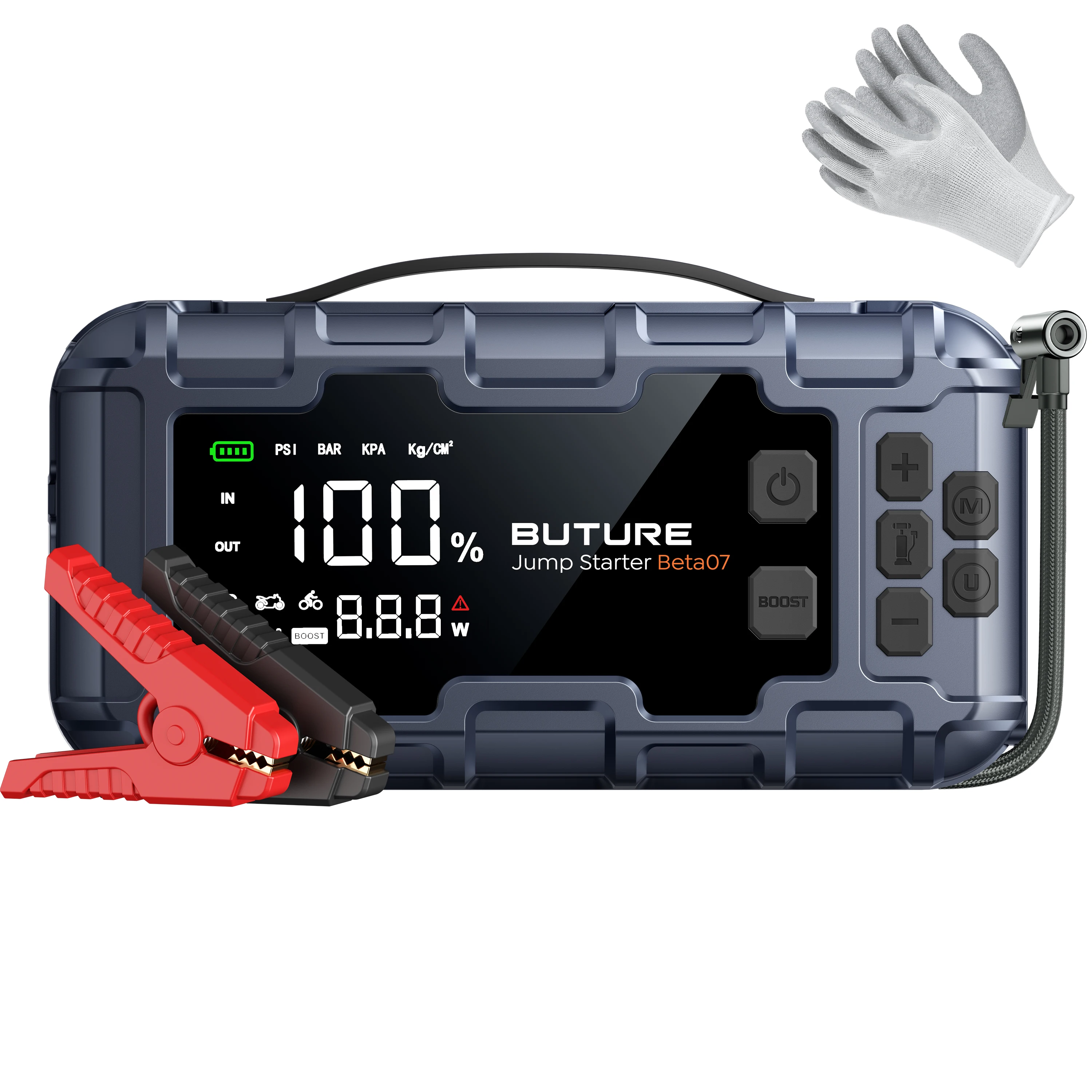 BUTURE 6000A Auto Jump Starter PD45W Power Bank Draagbare 160PSI Luchtpomp Batterij Noodversterkers Startapparaat Auto Starter