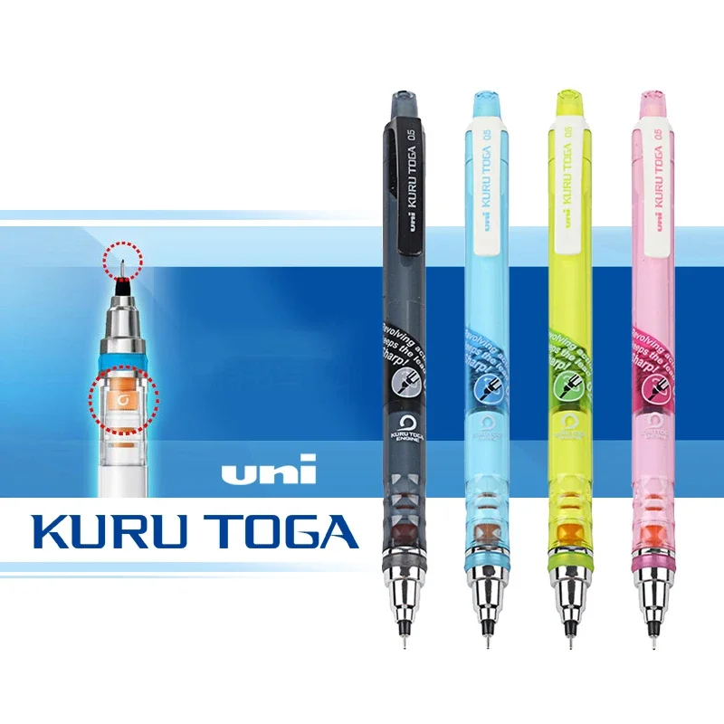 1Pc Uni Kuru Toga Mechanische Potlood, 0.5Mm Lood Rotatie Mechanicsl M5-450T Blauw Roze Japanse Briefpapier Leuke Potloden