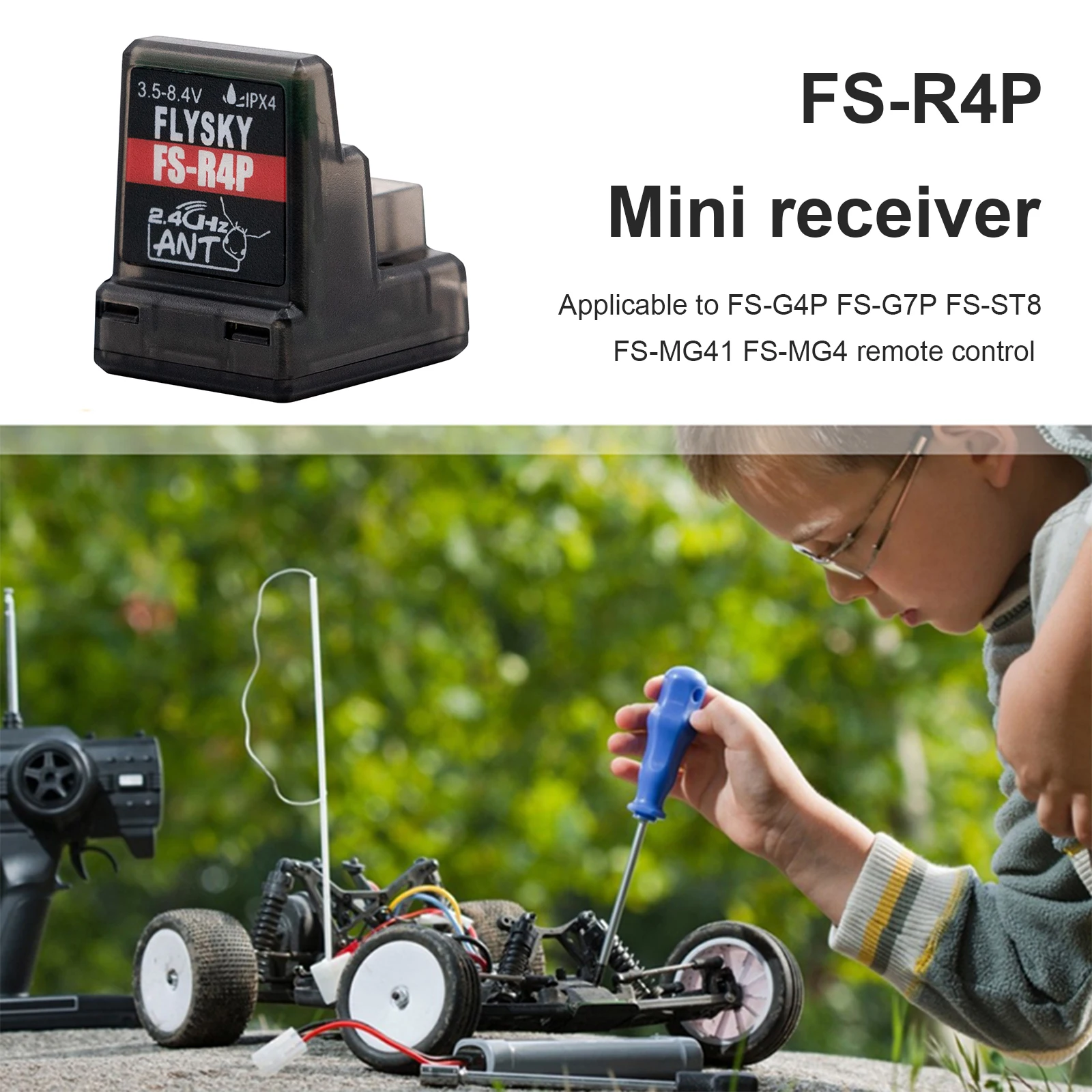 Flysky FS-R4P استقبال رقمي هوائي واحد Flysky FS-R4P SDR استقبال PWM واجهة ل FS-G4P FS-G7P FS-ST8 FS-MG41 FS-MG4 #2
