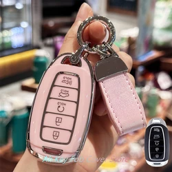 Key Fob Cover Keychain Lanyard for Hyundai Elantra GT Sport Santa Fe Palisade Kona Keyless Entry Smart Key Case