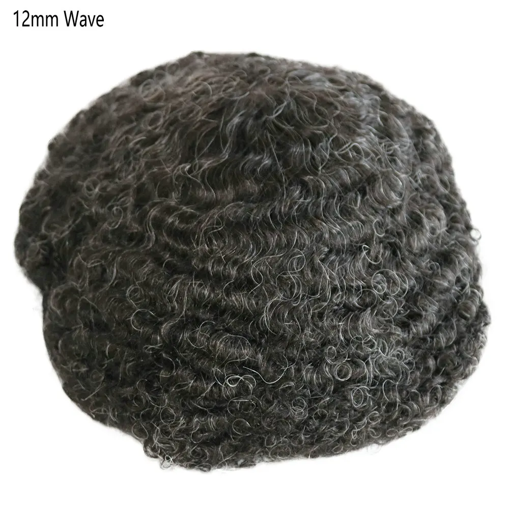 8mm/10mm 360-Wellen-Toupet für Männer, Feine Mono-NPU-Basis, Echthaar-Perücken für Männer, Afro 12MM Wellen-Kapillarprothese, Haarsystem-Topper – Detail 4
