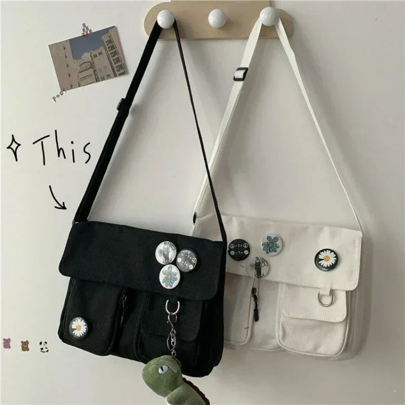 

Women Canvas Messenger Bag Youth Ladies Fashion Shoulder Bag Student Large Capacity Female Crossbody Bags Woman Packet