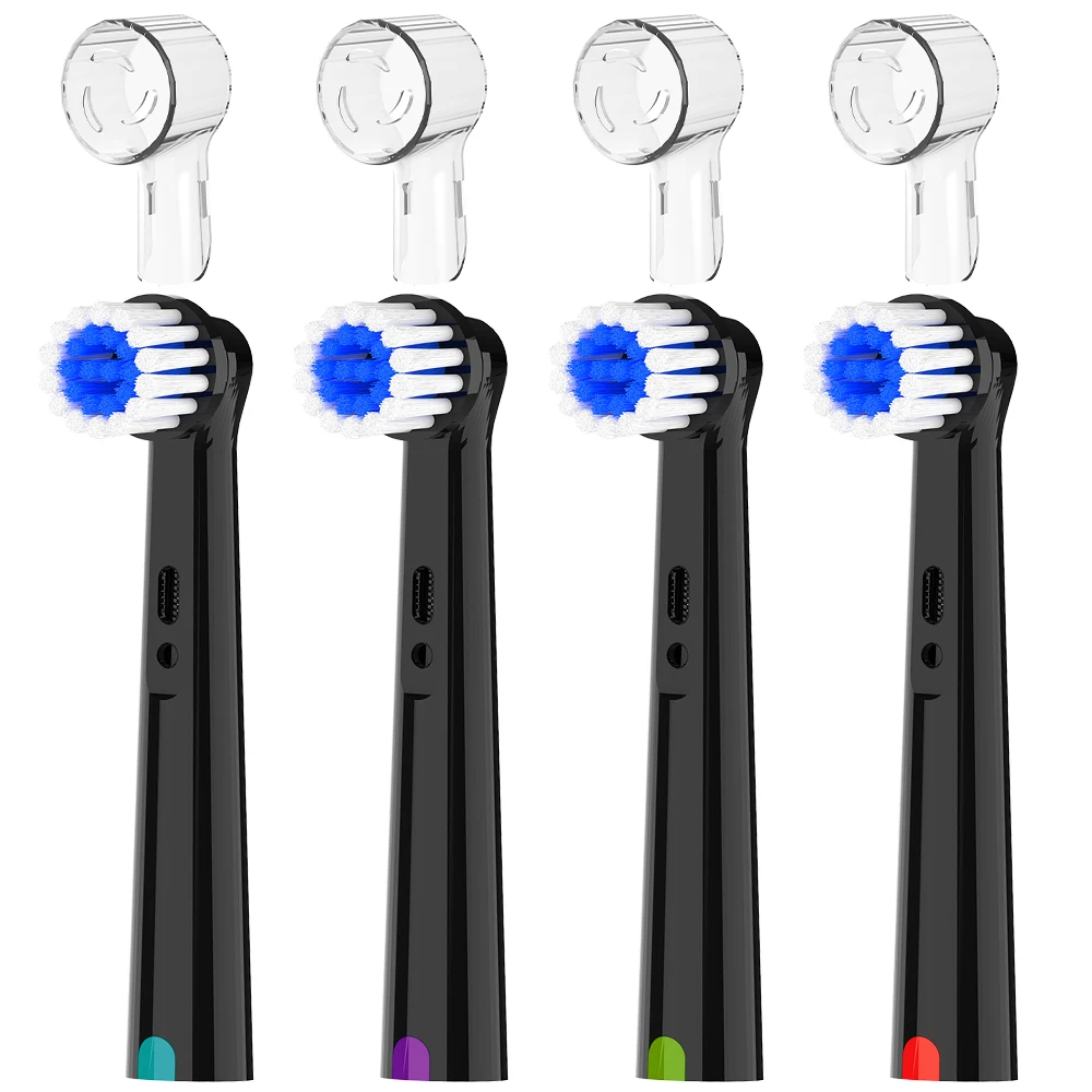 

4 сменные насадки для чувствительной кожи вокруг зубов с 4 защитными колпачками для насадок, совместимые с электрической зубной щеткой Oral B.