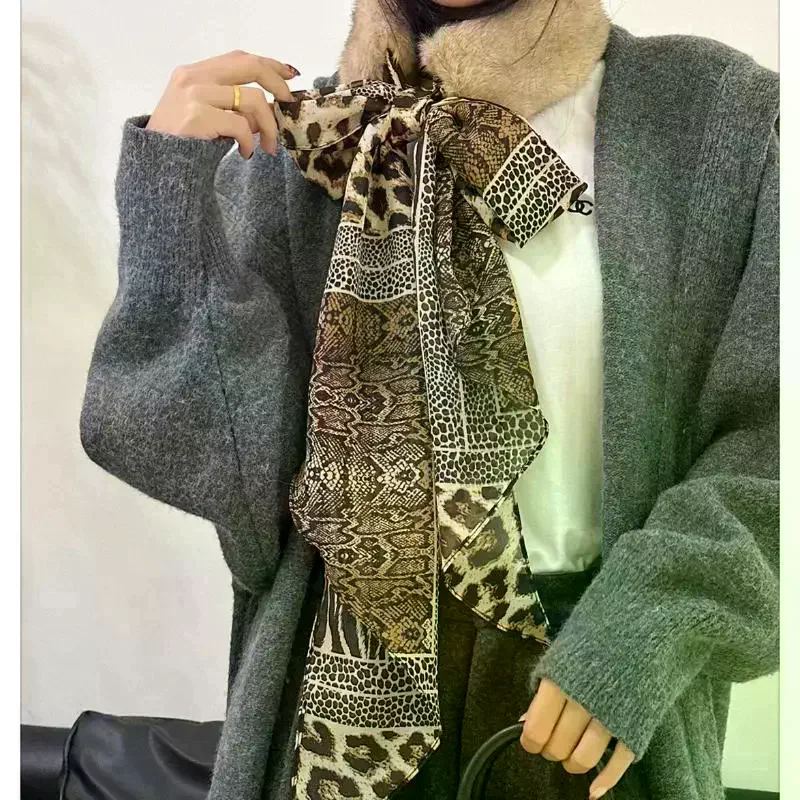 

Женский зимний пушистый плюшевый шарф с уникальной шелковой лентой в стиле пэчворк, стильная универсальная теплая защита шеи