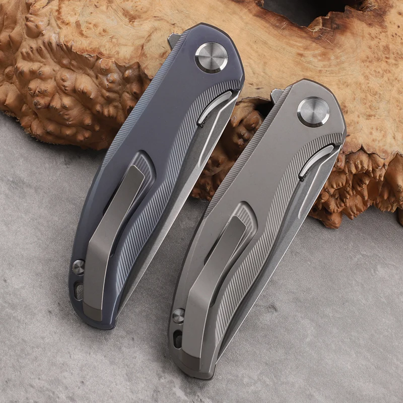 M390 Steel Titanium Alloy Handle Folding Knife Outdoor Camping Defensive Survival Portable Tool High end Play EDC