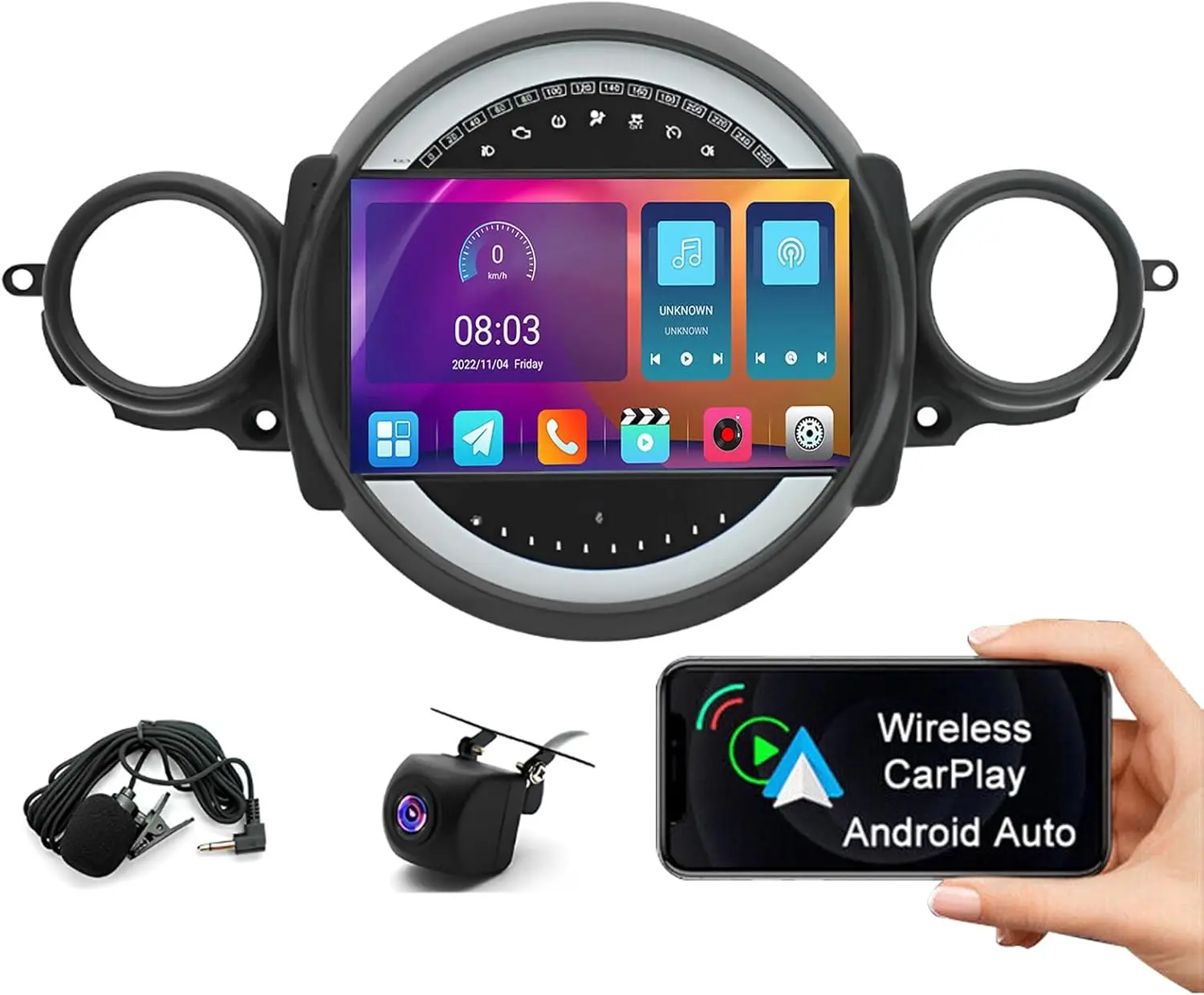 

9 Inches CarPlay Android 13 Car Stereo Radio 2+32GB Compatible for Mini Cooper R56 2007-2014