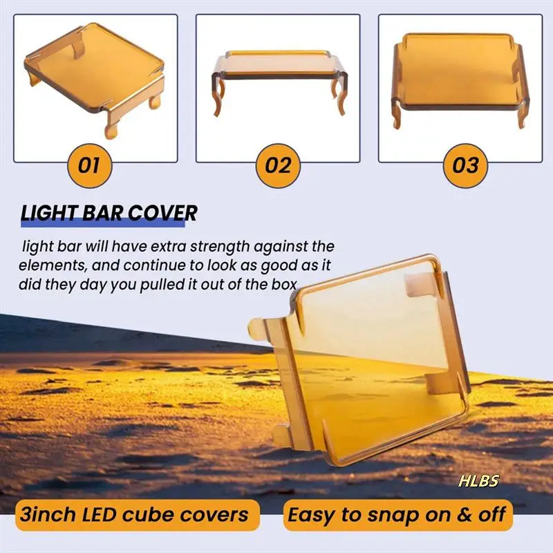 

2 Pcs Car Amber Led Pod Covers Square Led Light Bar Covers Led Cube2722