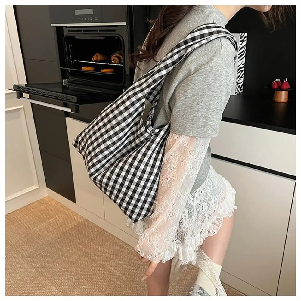 

Модные винтажные клетчатые сумки подмышки, большая вместительная легкая сумка на одно плечо, студенческая женская сумка, женская сумка