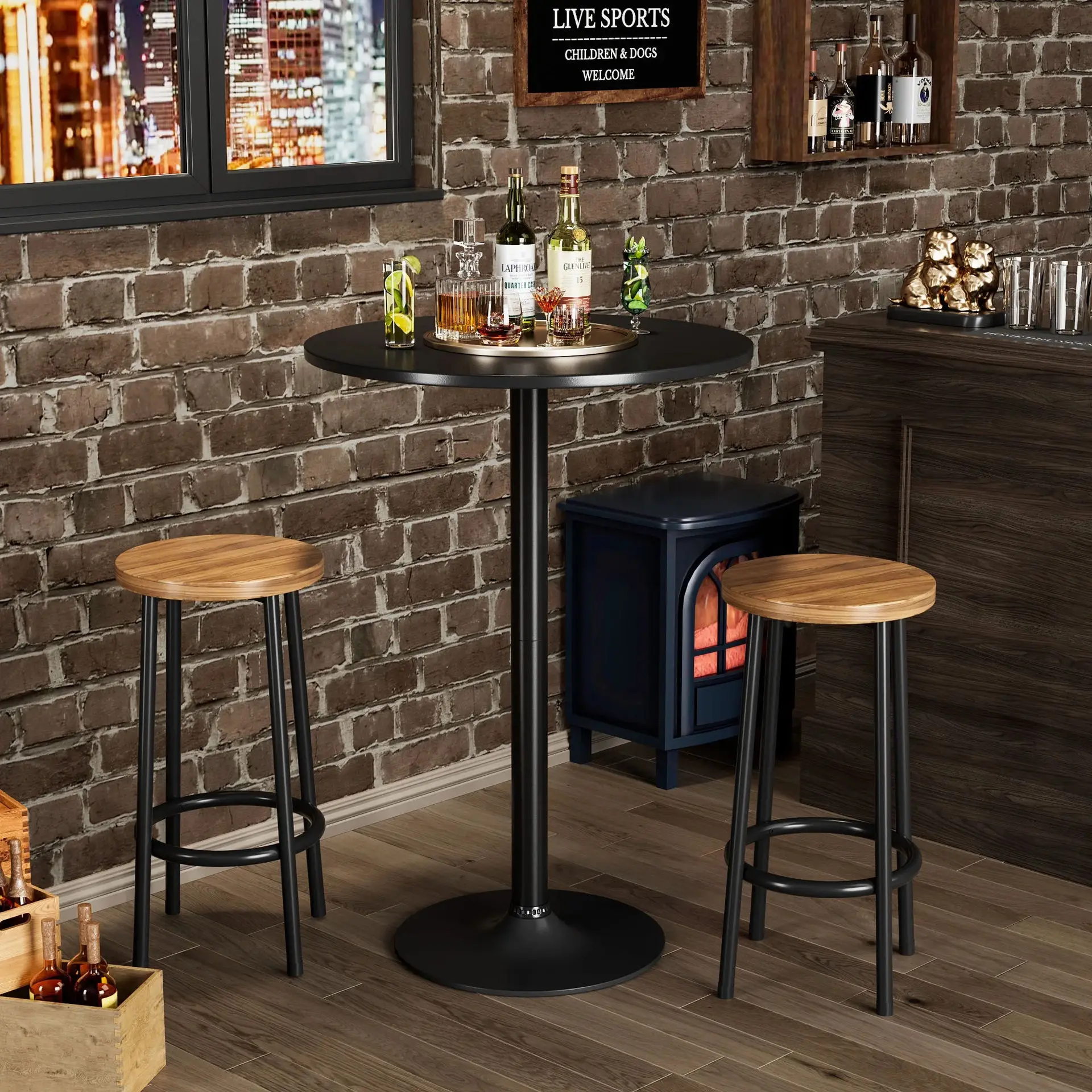 

Cafe milk tea shop tall round bar table casual simple courtyard balcony set