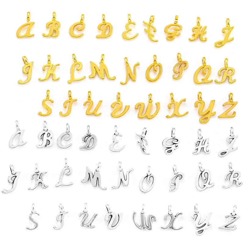 26pcs New Product 8 colour letter A-Z Charms Pendant Jewelry Metal Alloy Jewelry Marking  10*7mm S117