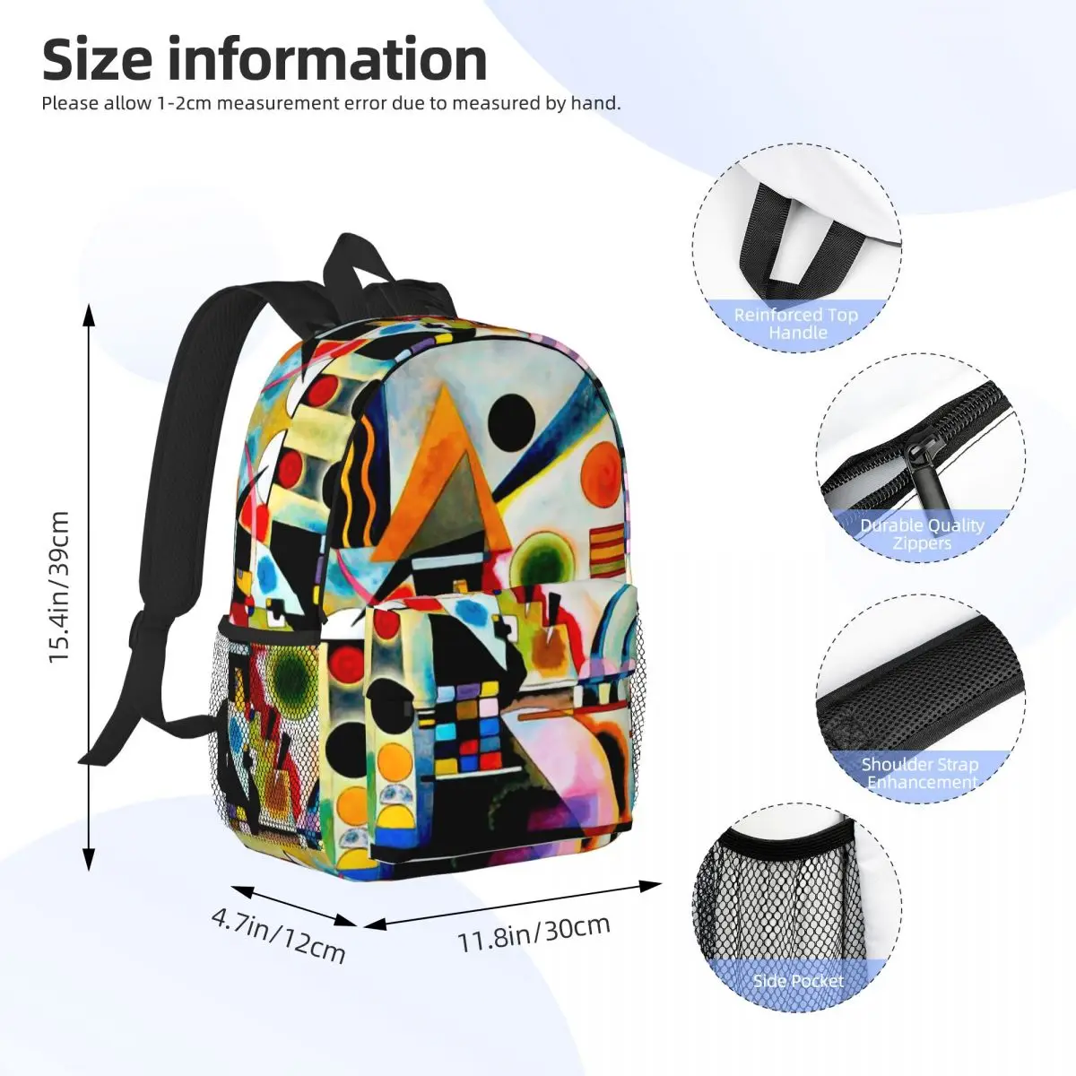 Kandinsky - Swinging Backpack Student Boys Girls BookBag Men Women School Bag Laptop Shoulder Bags