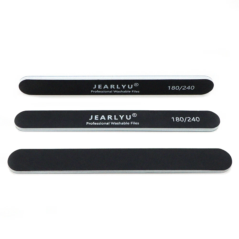 10/25 قطعة مبرد أظافر احترافي جديد 180/240 حصى الصنفرة لوحات مزدوجة الجانبين قابل للغسل أسود مستقيم شكل ملفات الأظافر عدة #2