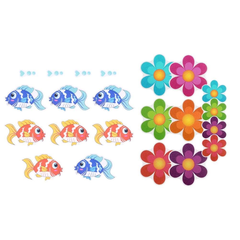 

18Pcs Anti-Slip Sticker Fish Flower Pattern for Bathroom Tub Shower Floor Slippery Surface Decals Anti Stickers