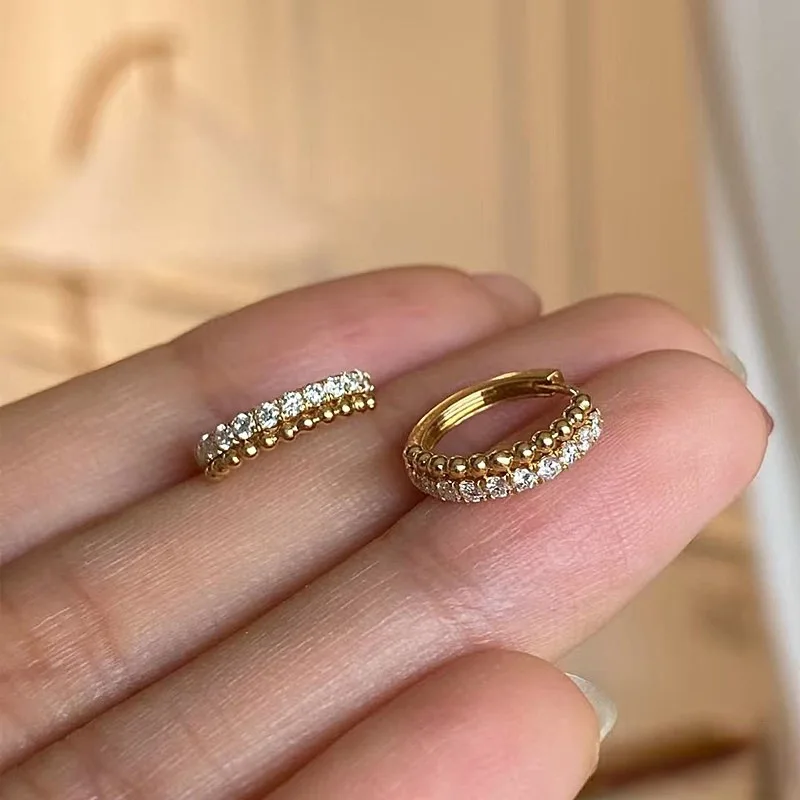 

S925 Silver Platinum-Plated D Color Full Pave Moissanite Women's Hoop Earrings Fine Jewelry