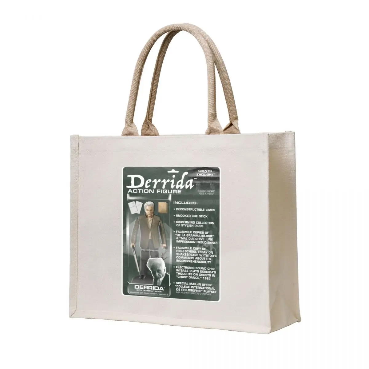 

Derrida Action Figure Scoop \t Tote Bag Canvas stote bag Handbags women university shopper bag Big