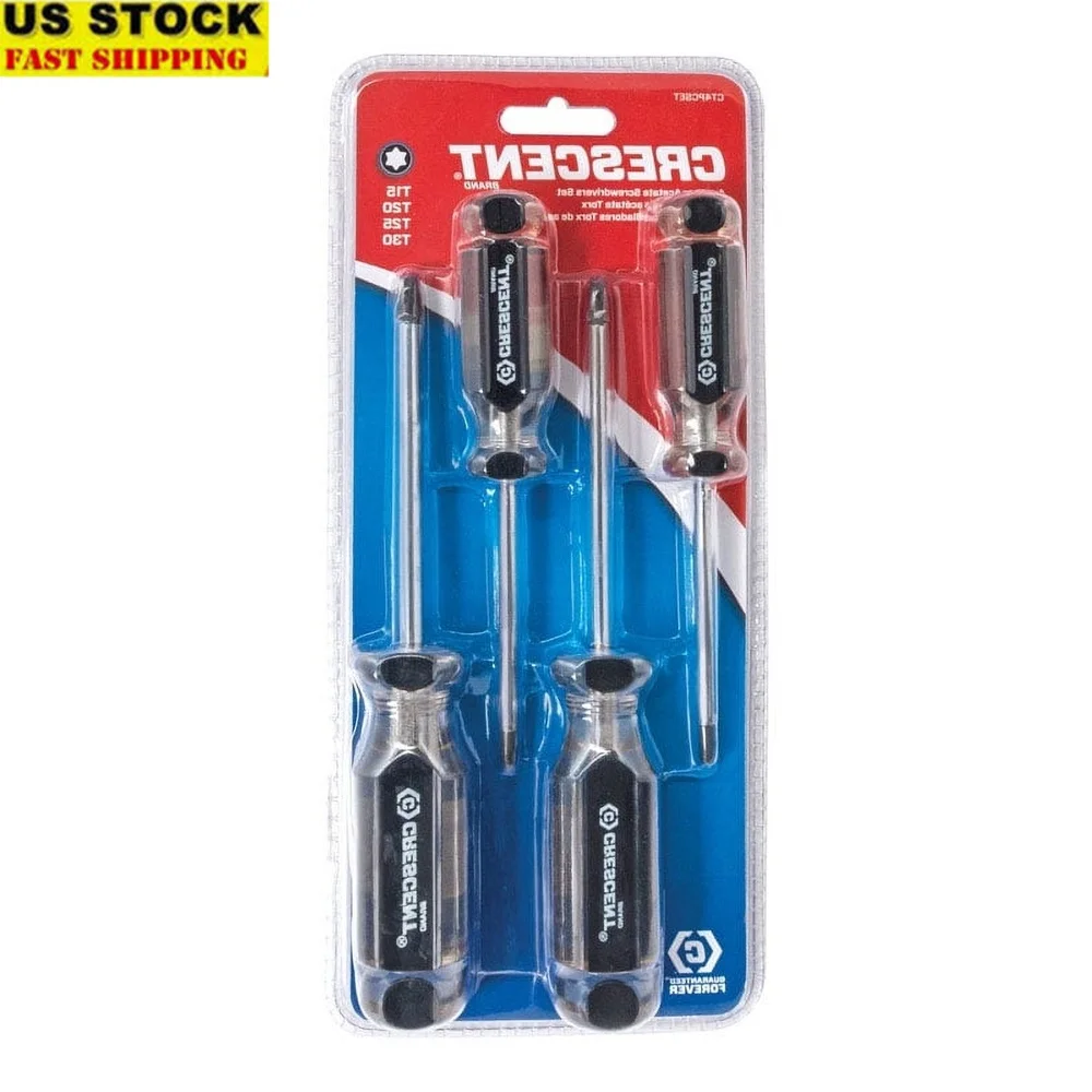 

Набор отверток Torx из 4-х предметов с намагниченными наконечниками. Эргономичные ручки. Хромированные лезвия. Коррозионная стойкость и плотно прилегающая.