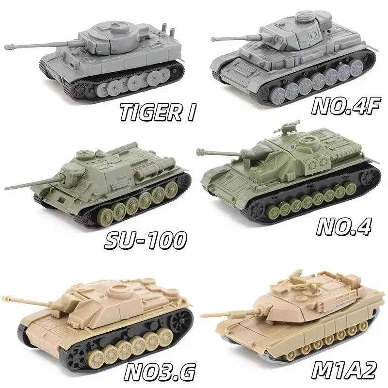 1/100 4D Block Assemble Tank WWII Germany Tiger I US M1A2 Soviet Union SU-100 Fighter Vehicle Plastic Building Model Kit Toy