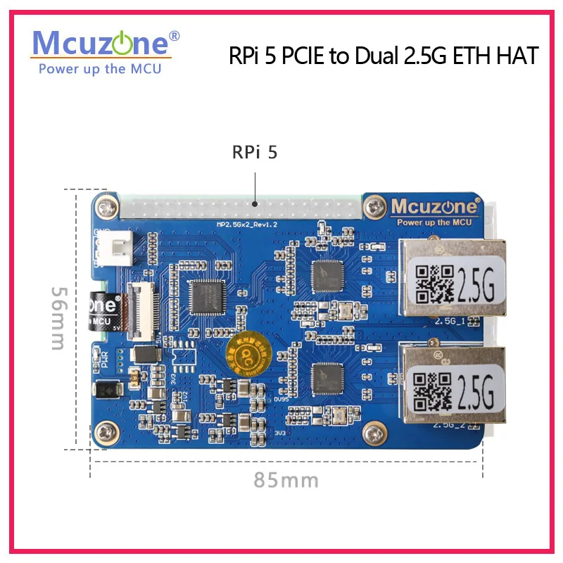 Model: MP2.5GD, Rasbperry Pi5 PCIE do podwójnej 2.5G Ethernet HAT,RTL8125, wsparcie RPi OS,openwrt i Ubuntu