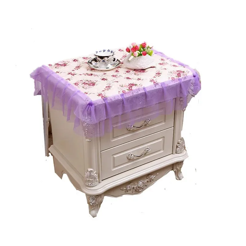 Home Textile European Style Bedroom Decoration Bedside Table Cover Small Table Dust-proof Cover Romantic Lace Tablecloth