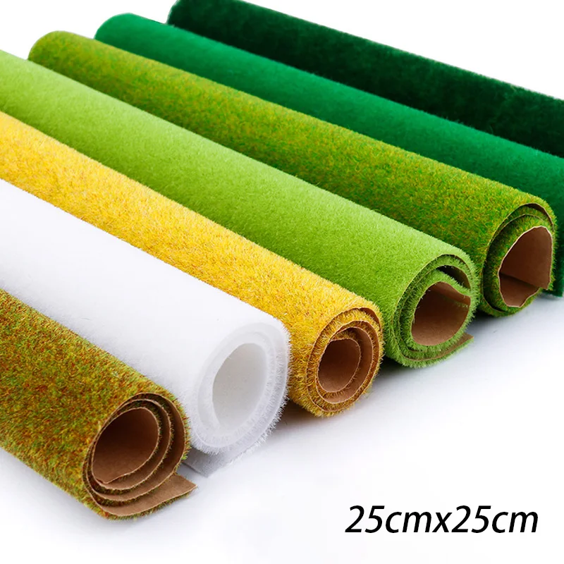 Miniature Scene Materials 25x25cm Grass Mat/Turf Model kit for Making Building Sand Table Layout Lawn Diorama Accessories 5Pcs