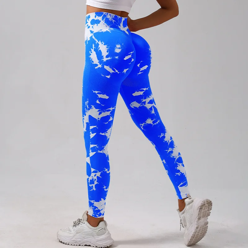 

Tie Dye Sports Fitness Leggings Women Peach Hip Seamless Gym Wear Running Yoga Pants Bodybuilding Push Up Tights Workout Clothes