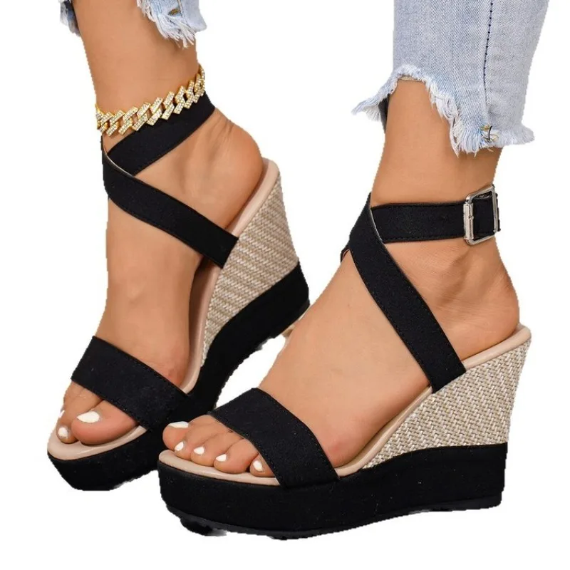 Women Sandals Summer Wedge Platform Shoes Cross Strap Open Toe Buckle Ankle Casual Beach Comfortable Walking Footwear Trend 2026 view 3