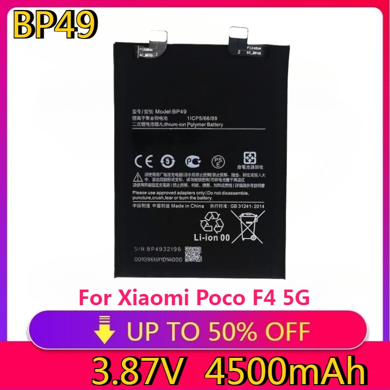 

Новая высококачественная сменная батарея BP49 для Xiaomi Poco F4 5G/для Redmi K40S, сменная батарея для телефона, батареи Bateria