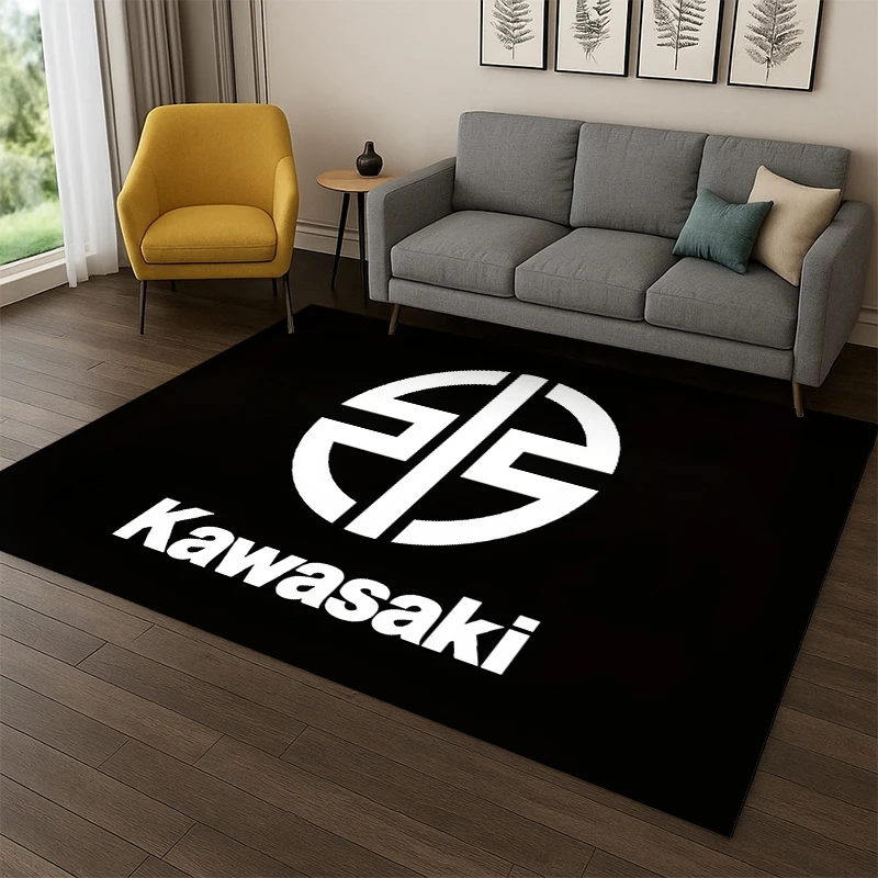 Tapis HD rétro K-Kawasaki Racing Car MOTO pour la maison, le salon, la chambre à coucher, le canapé, le paillasson, la décoration, le tapis de sol antidérapant, cadeau