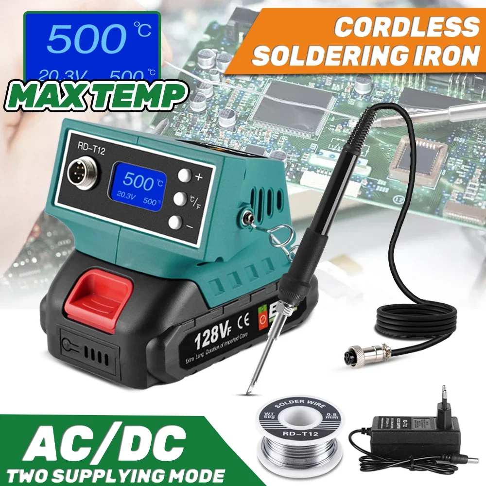 500°C Digital Electric Soldering Iron DC/AC Two Power Supplying Mode Multifunction Portable Household For Makita 18V Battery