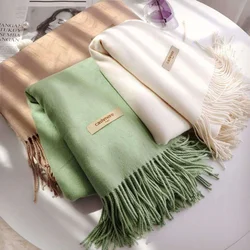 38 farbe Feste Dicke Kaschmir Schal für Frauen Große 70-200cm Pashmina Winter Warme Schal Wraps Bufanda Weibliche mit Quaste Schals