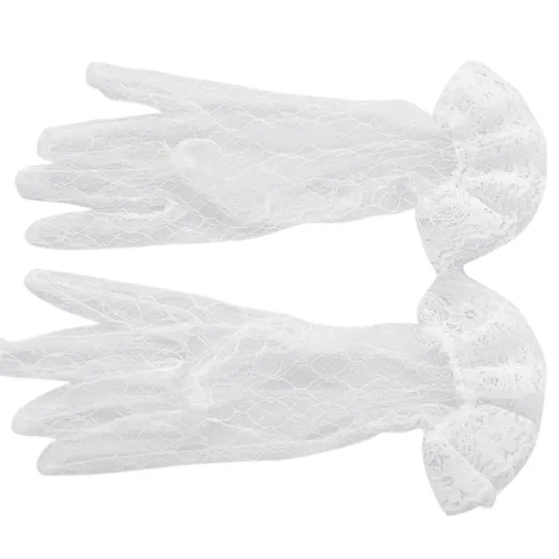 

Women Short Lace Full Finger Gloves Sunblock Bridal Wrist Ruffle Mittens Evening Wedding Tea Party Cosplay Dropshipping