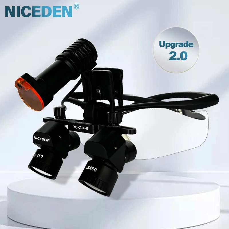 5x Dental Magnifier 5w Led Laboratory Medical Magnifying Lens Lamp Head With Binocular Magnifier Dental Equipment
