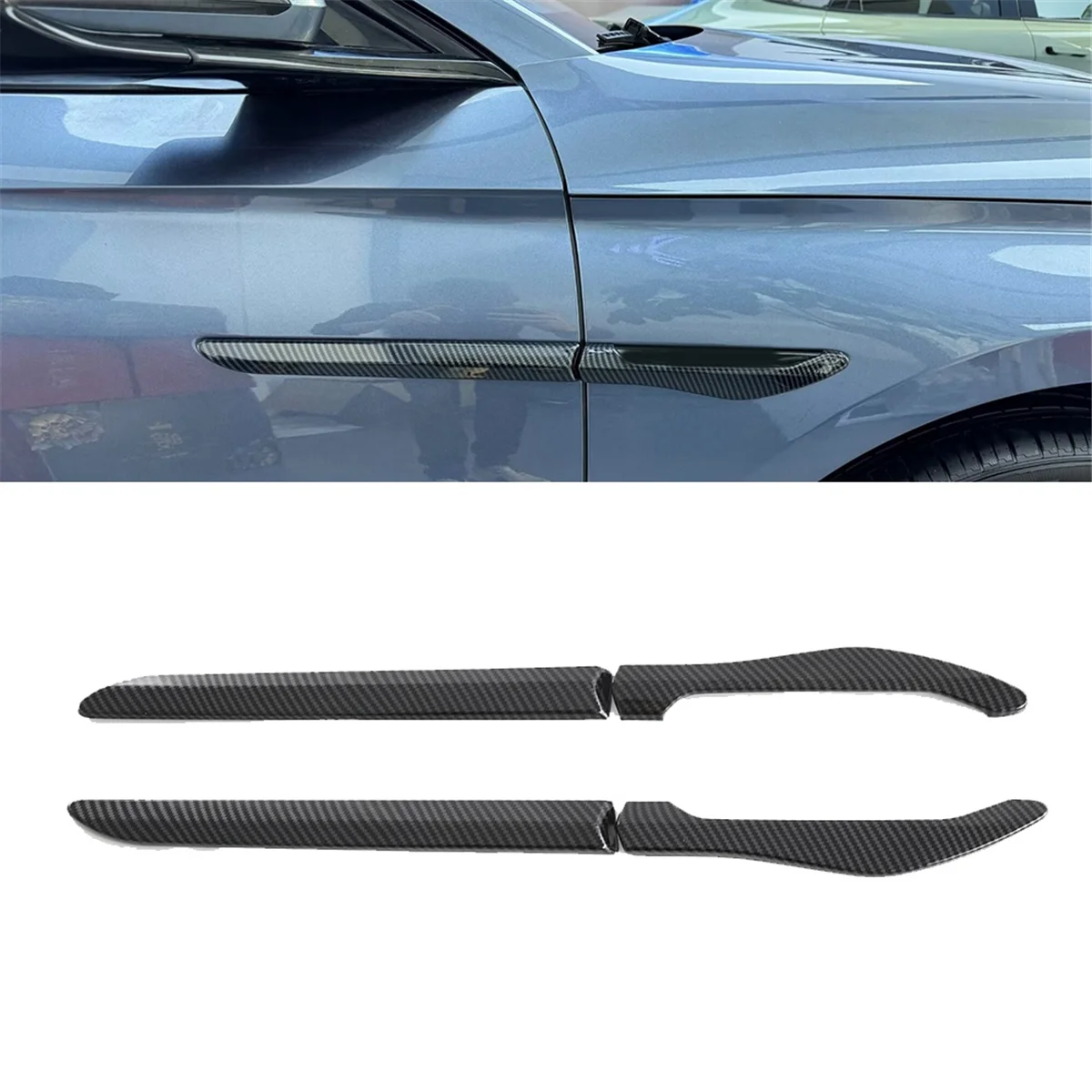 4PCS Side Wing Panel Trim Cover Decoration Carbon Fiber Color for BYD Seal / BYD ATTO 4