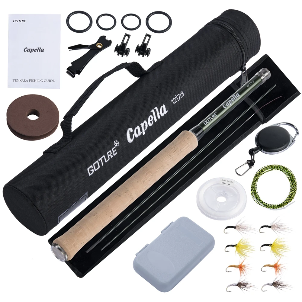 Goture Tenkara Fly Hengel Combo 3.6m Ultralight Koolstofvezel Hengel met Lijn Lokken Clipper Draagbare Tenkara Hengel Set Tackles - afbeelding 1