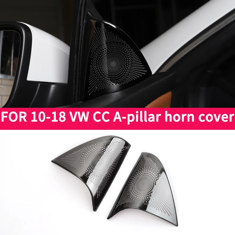 1 Pair Car Styling A Pillar Speaker Trim Cover Sticker Frame for VW CC 10-18 Stainless Steel Interior Decoration Accessories
