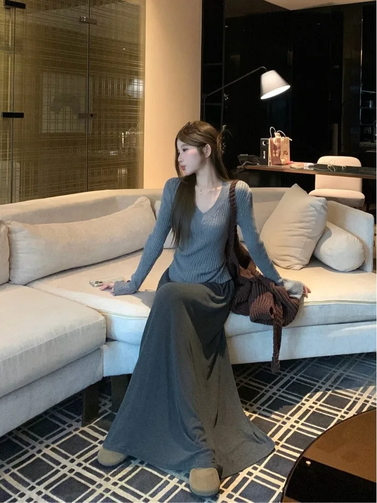ay V-Ne Gebreide Trui Dames Herfst Winter Afslanken Faionable All-Match Overhead Top Ins Sle Pendelen Sle