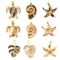 3Pcs Stainless Steel Turtle Conch Starfish Charms Drip oil Pendant DIY Necklace Bracelet Jewelry Making