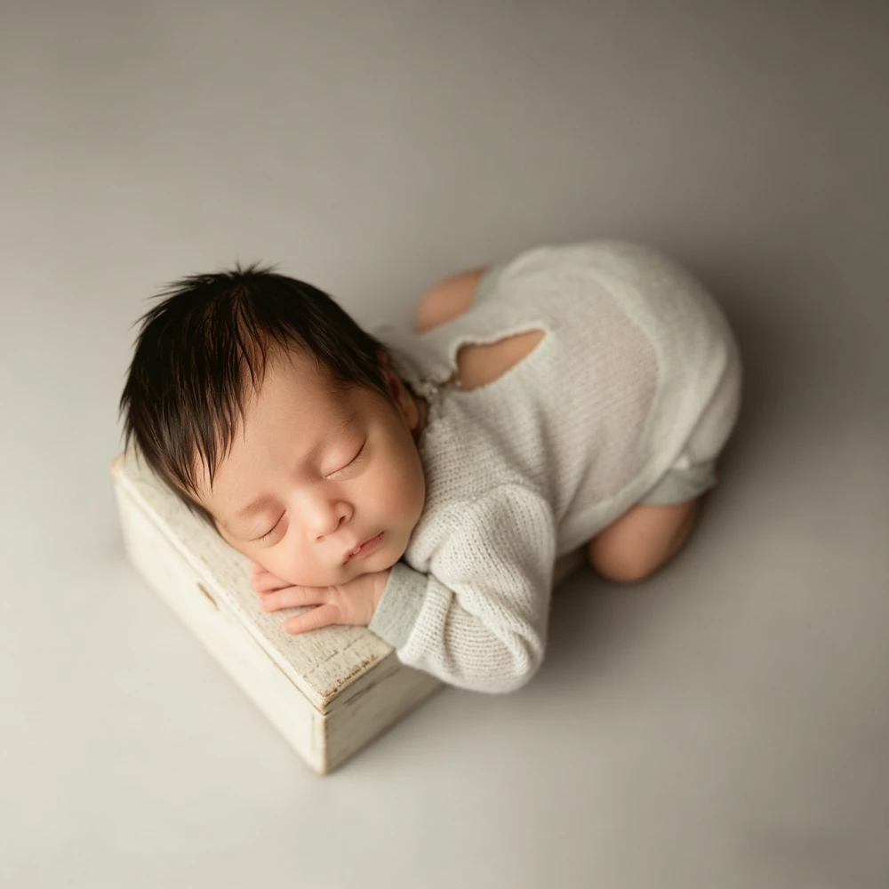 Baby Boy Newborn Soft Knit Romper Photography Props Infant Photo Shoot Outfit Cozy Long Sleeve Newborn Clothes