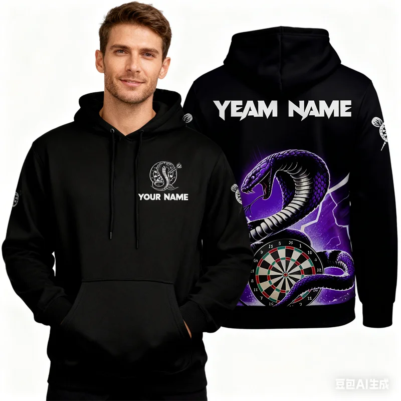 

Fashion Darts Pattern Men's Hooded Autumn Casual Custom Name Team Uniforms Long Sleeve Sweatshirts Loose Quick Dry Sports Tops