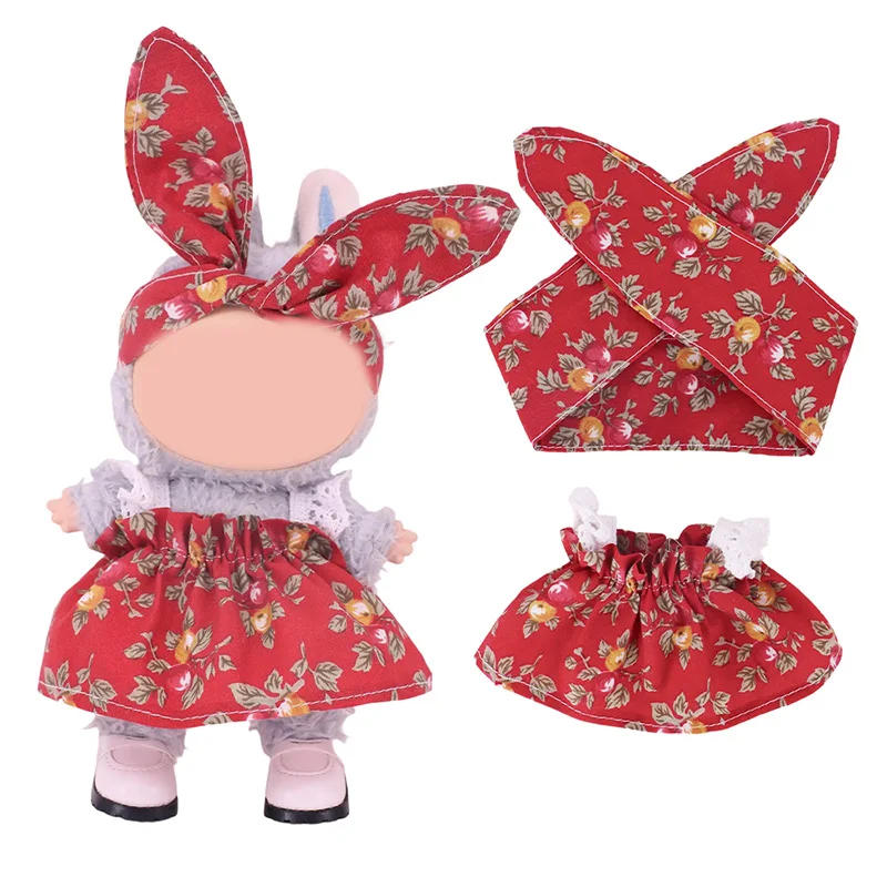 ل Labubu 15-17 سنتيمتر إكسسوارات دمي ، تنورة الأزهار الريفية العصرية والحلوة ، مجموعة عصابات رأس الأزهار ، هدية للأطفال