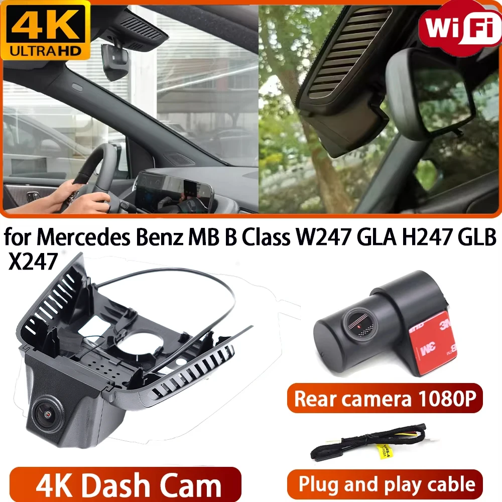 Grabadora de video 4K con lente Sony, DVR, cámara para salpicadero con Wifi, cámara OEM 170° para Mercedes Benz Clase B W247, GLA H247, GLB X247 °   Gran Angular