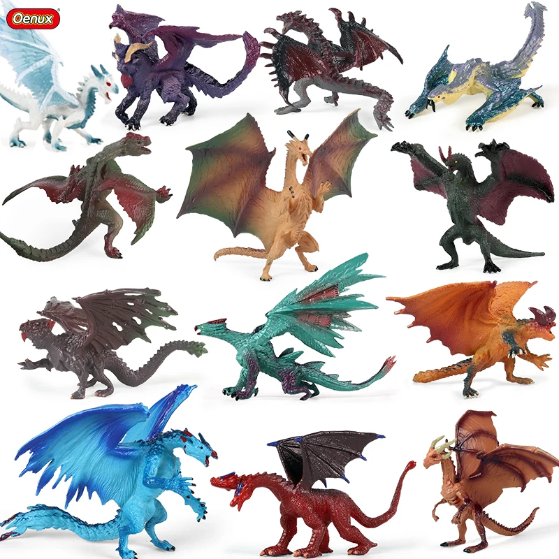 

Oenux Simulation Original Jurassic Dinosaur Model Action Figures Ancient Mythology Dragon Figurines Set Home Decor Kids Gift Toy