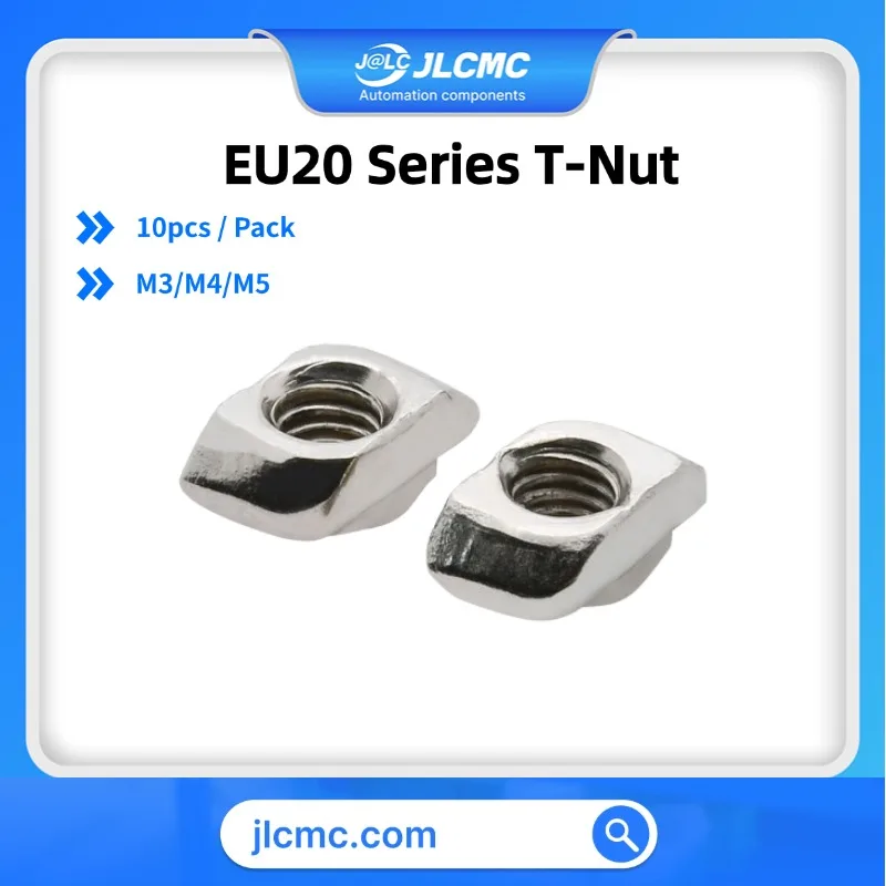 10pcs EU20 Aluminium Extrusion Profiles T-Nut M3 M4 M5 Internal Connector 6mm T Slot Accessories Sliding Hammer Drop in Fastener