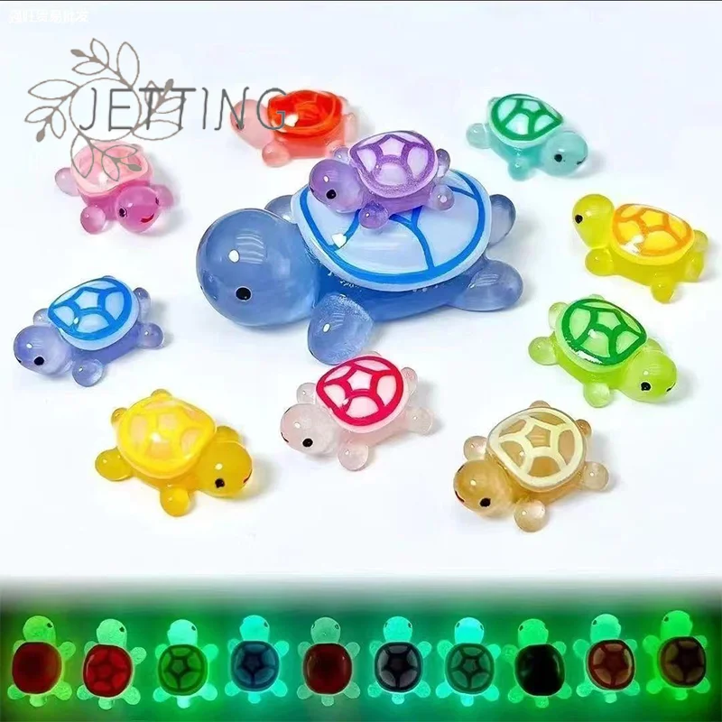 Hot 6/10pcs Mini Luminous Turtle Landscaping Home Decor Resin Crafts Glowing Turtle Garden Fish Tank Miniature Ornament Decorati